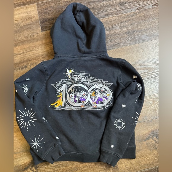 Disney | Tops | Adult Xs Disney 0 Black Embroidered Zip Up Hoodie